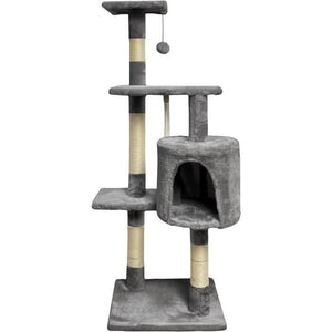 PALOMA Tiragraffi grigio scuro 40 x 40 x 114 cm - 3 piattaforme, 1 corda, 1 nicchia, tiragraffi