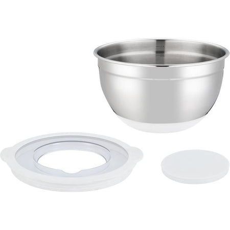 Set di insalatiere - ARTHUR MARTIN - AM486 - 16-20-24 cm - Coperchi ermetici - Acciaio inossidabile - Fondo in silicone antiscivolo