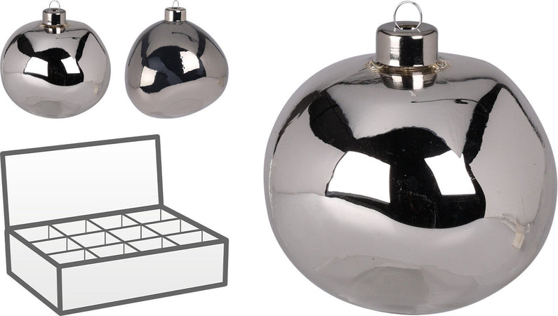 Palline per albero di Natale in vetro color argento decorazioni natalizie