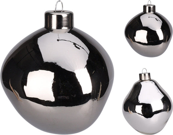 Palline per albero di Natale in vetro color argento decorazioni natalizie