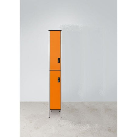 Armadio spogliatoio in laminato stratificato HPL sovrapposto a 2 posti certificato per uso alimentare cm. 40x50x200h