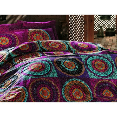 Completo letto - 1 copripiumino 220 x 240 cm + 2 federe 60 x 60 cm - 100% cotone - Fucsia