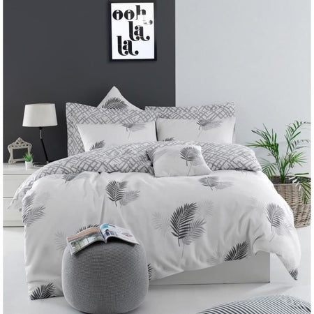 Completo letto - 1 copripiumino 220 x 240 cm + 2 federe 60 x 60 cm - 65% cotone, 35% poliestere - Grigio