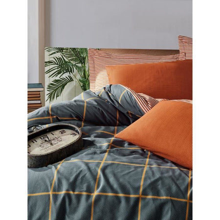 Completo letto - 1 copripiumino 220 x 240 cm + 2 federe 60 x 60 cm - 100% cotone - Cannella