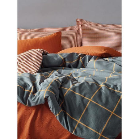 Completo letto - 1 copripiumino 220 x 240 cm + 2 federe 60 x 60 cm - 100% cotone - Cannella