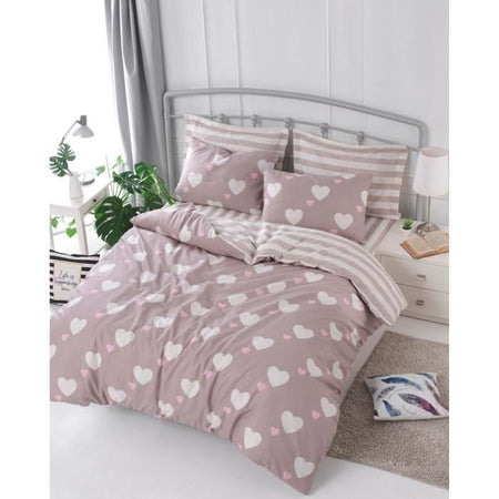 Set letto - 1 copripiumino 220 x 240 cm + 2 federe 60 x 60 cm - 65% cotone, 35% poliestere - Rosa