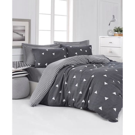 Completo letto - 1 copripiumino 220 x 240 cm + 2 federe 60 x 60 cm - 65% cotone, 35% poliestere - Grigio