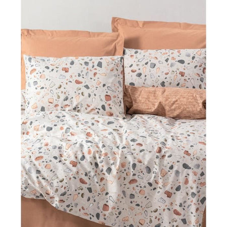 Completo letto - 1 copripiumino 220 x 240 cm + 2 federe 60 x 60 cm - 100% cotone - Caramello