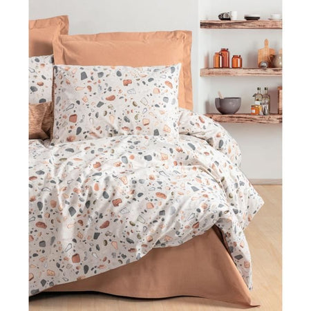 Completo letto - 1 copripiumino 220 x 240 cm + 2 federe 60 x 60 cm - 100% cotone - Caramello