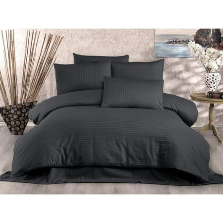 Completo letto - 1 copripiumino 220x240 cm + 2 federe 60x60 cm - 80% cotone, 20% poliestere - Antracite