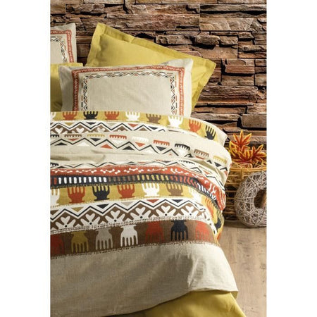 Completo letto - 1 copripiumino 220 x 240 cm + 2 federe 60 x 60 cm - 100% cotone - Senape