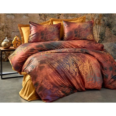 Completo letto - 1 copripiumino 220 x 240 cm + 2 federe 60 x 60 cm - 100% poliestere microsatin - Rosso