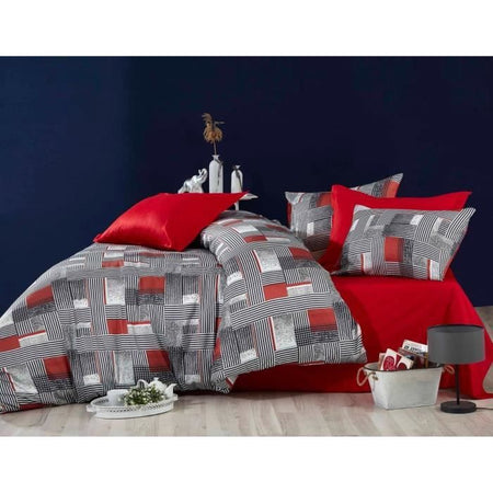 Completo letto - 1 copripiumino 220 x 240 cm + 2 federe 60 x 60 cm - 100% poliestere microsatin - Grigio