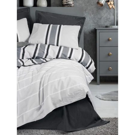Completo letto - 1 copripiumino 220 x 240 cm + 2 federe 60 x 60 cm - 100% cotone - Antracite