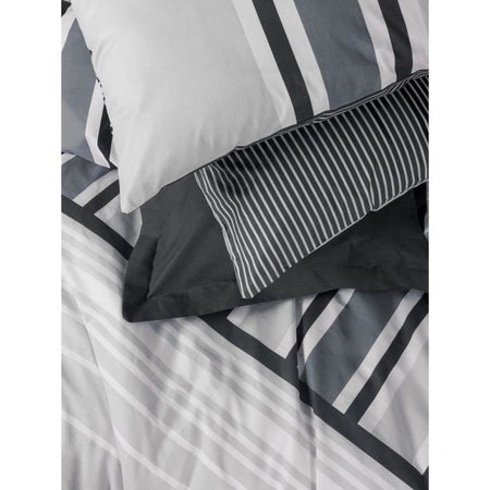 Completo letto - 1 copripiumino 220 x 240 cm + 2 federe 60 x 60 cm - 100% cotone - Antracite