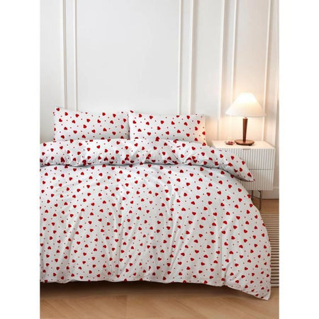 Completo letto - 1 copripiumino 220 x 240 cm + 2 federe 60 x 60 cm - 50% cotone, 50% poliestere - Rosso