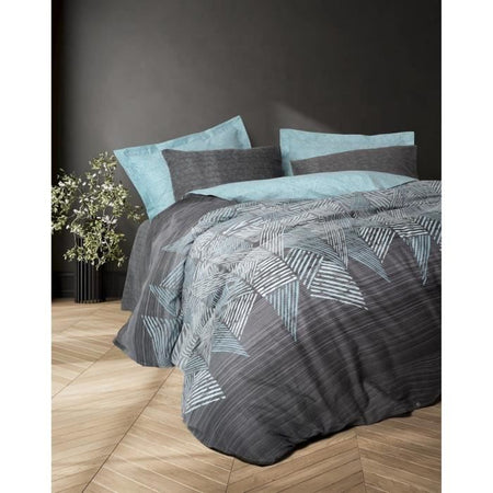 Completo letto - 1 copripiumino 220 x 240 cm + 2 federe 60 x 60 cm - 100% cotone - Antracite