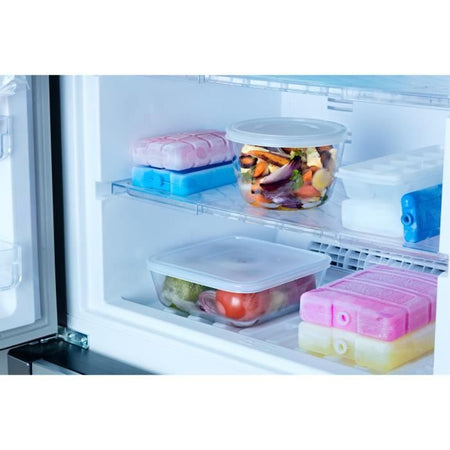 Set di 8 contenitori per alimenti - PYREX - Cook & Freeze - Vetro - Rettangolari - Coperchio speciale per congelatore