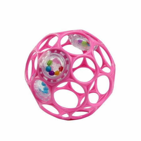 BRIGHT STARS Oball Sonaglio Facile da Impugnare Giocattolo per Neonati Senza BPA in Rosa, per Neonati +