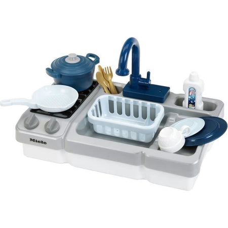 Giocattolo per lavello - KLEIN - Lavello da cucina Miele con rubinetto funzionale e accessori - Viene fornito con molti accessori.
