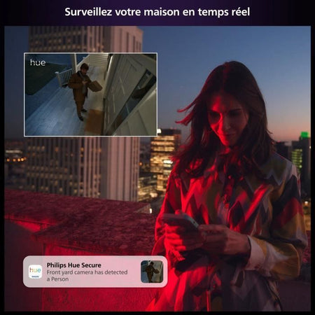 Telecamera wireless Philips Hue Secure - HD 1080P - Per interni ed esterni - Controllo con un'unica app - Nero