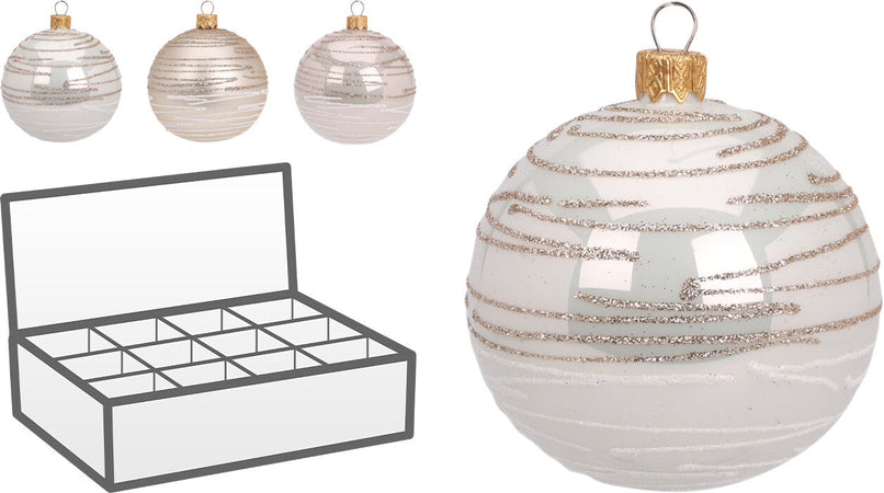 Palline per albero di Natale, in Vetro, con glitter, Ø 100 mm, 6 pezzi