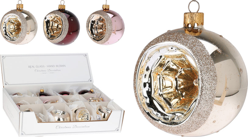 Palline per albero di Natale, in Vetro, con foro, Ø 80 mm, 12 pezzi