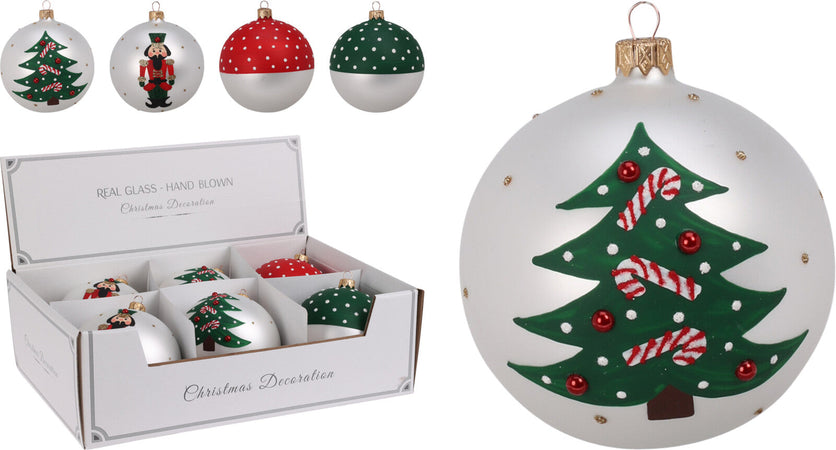 Palline per albero di Natale, in Vetro, con decorazioni, Ø 100 mm, 6 pezzi