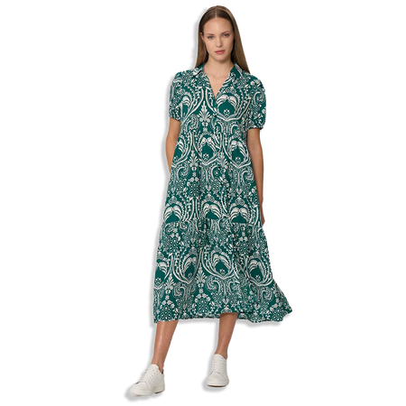 Ragno Abito chemisier lungo a balze aperto Maniche Corte in EcoSeta DM84DN S70