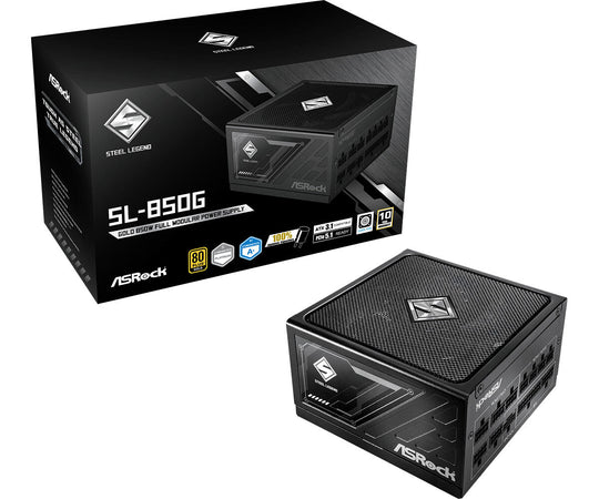 Alimentatore Asrock SL-850G Steel Legend - 850W 80Plus Gold- Modulare- ATX3.1 e PCIe5.1 ready- Cond. Giapp- Ventola FDB