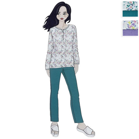 Amica Pigiama Cotone Leggero da Donna Maniche Lunghe 21A542 S38 - Passarelli Biancheria