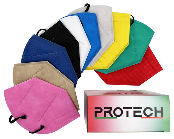 10x Mascherina FFP2 CE2133 Protech SRL Mascherina filtrante 5 strati FFP2 | BFE ≥98% | Prodotta in Italia