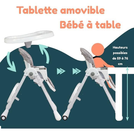 Seggiolone multiposizione - BAMBISOL - Reclinabile - Fino a 3 anni - Beige / Bianco