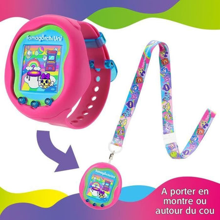 Bandai Tamagotchi Uni Tamagotchi connesso con braccialetto orologio Animale domestico virtuale Modello rosa 43351