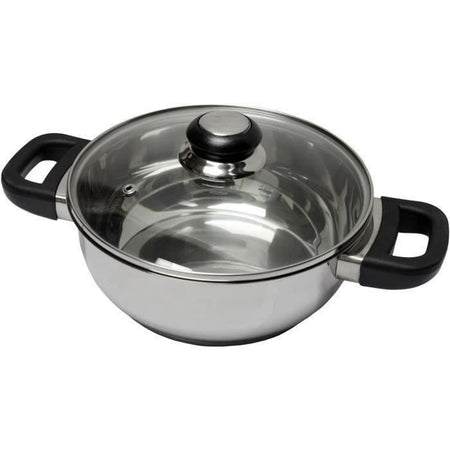 BAUMALU 331974 Casseruola in acciaio inossidabile 24 cm con coperchio in vetro zaffiro bachelite