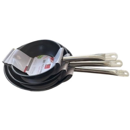 Set di 3 padelle - BAUMALU - Gastronomia - 20 / 24 / 28 cm - Acciaio inossidabile