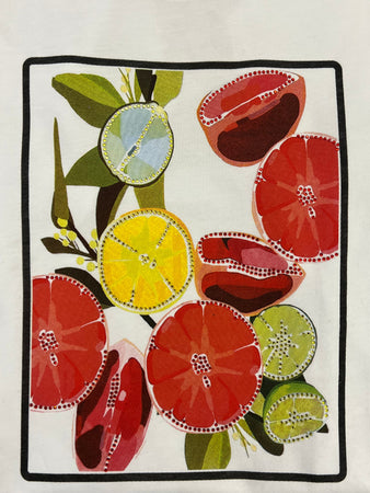 T-Shirt Stampa Frutta Con Strass
