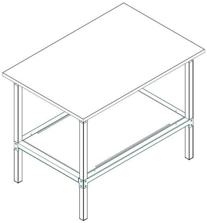 Banco lavoro metallico con piano in nobilitato superiore cm. 140x80x93h