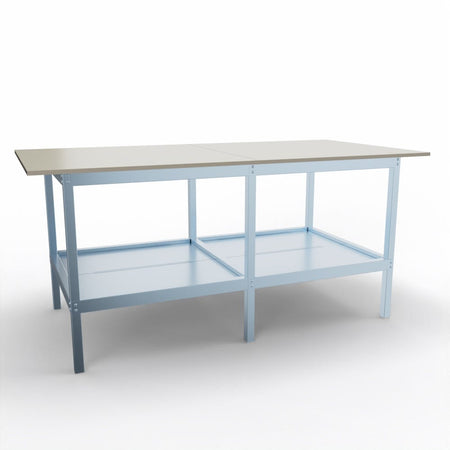 Banco lavoro con piano inferiore metallico e struttura di metallo zincato cm. 200x100x93h