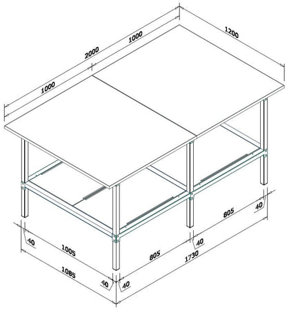 Banco lavoro da magazzino industria cm. 200x120x93h