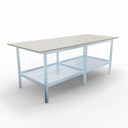 Banco per lavoro da magazzino in metallo e piano di legno cm. 240x100x93h