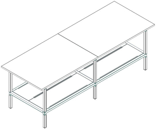 Banco per lavoro con struttura di metallo zincata e piano in nobilitato cm. 280x120x93h
