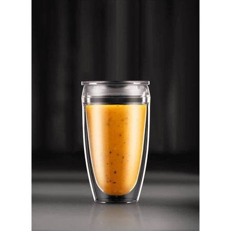 Set 2 tazze BODUM - Pavina To Go - Plastica a doppia parete - Coperchio ermetico - 40 cl - Trasparente