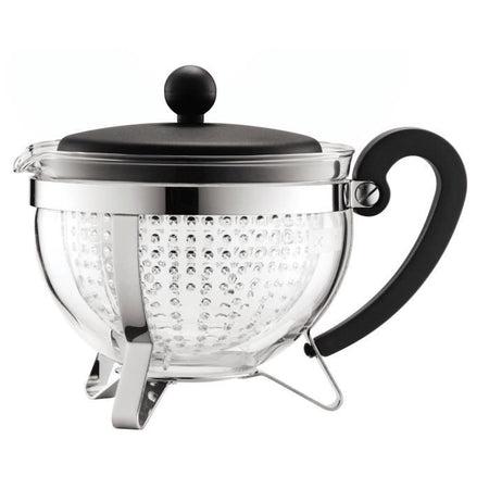 Teiera - Bodum - Chambord - 1 L - Vetro - Acciaio inossidabile - Grigio