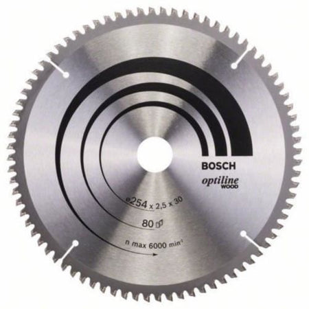 Lama per sega circolare BOSCH PROFESSIONAL in metallo duro 254 x 30 x 2,5 mm (80 denti) - Legno