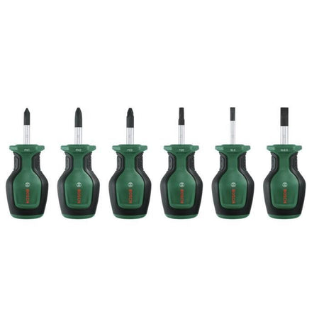 Bosch Set di 6 cacciaviti corti (per spazi ristretti PH/PZ/TX/Flat S2 acciaio punta magnetica ad alta coppia)
