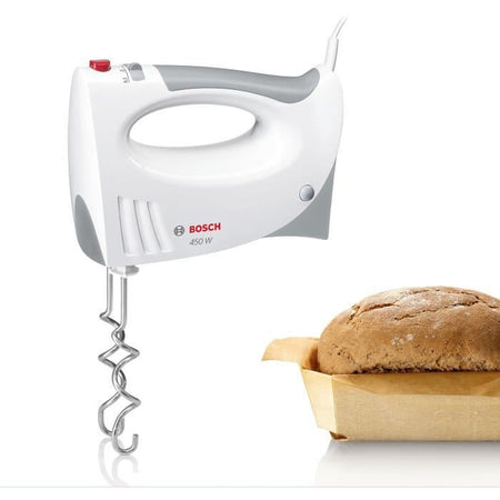 Impastatrice - BOSCH - MFQ3530 - 450 W - 5 velocità - 2 fruste / 2 ganci impastatori in acciaio inox - Bianco / Grigio