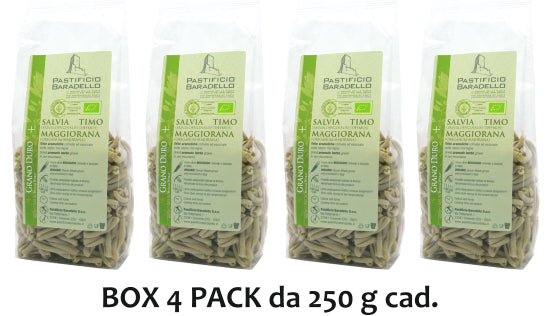 Box 4 Pack da 250 gr - Pasta timo, salvia e maggiorana - Pastificio Baradello