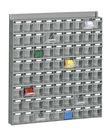 Modulo di scaffalatura a muro in polipropilene con cassetti estraibili cm. 60x7,8x65h
