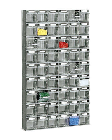 Scaffalatura di plastica practibox con cassetti di varie dimensioni cm. 60x10,7x100,8h